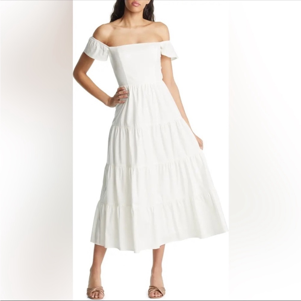 Reformation Derek off the shoulder tiered dress - Size 4